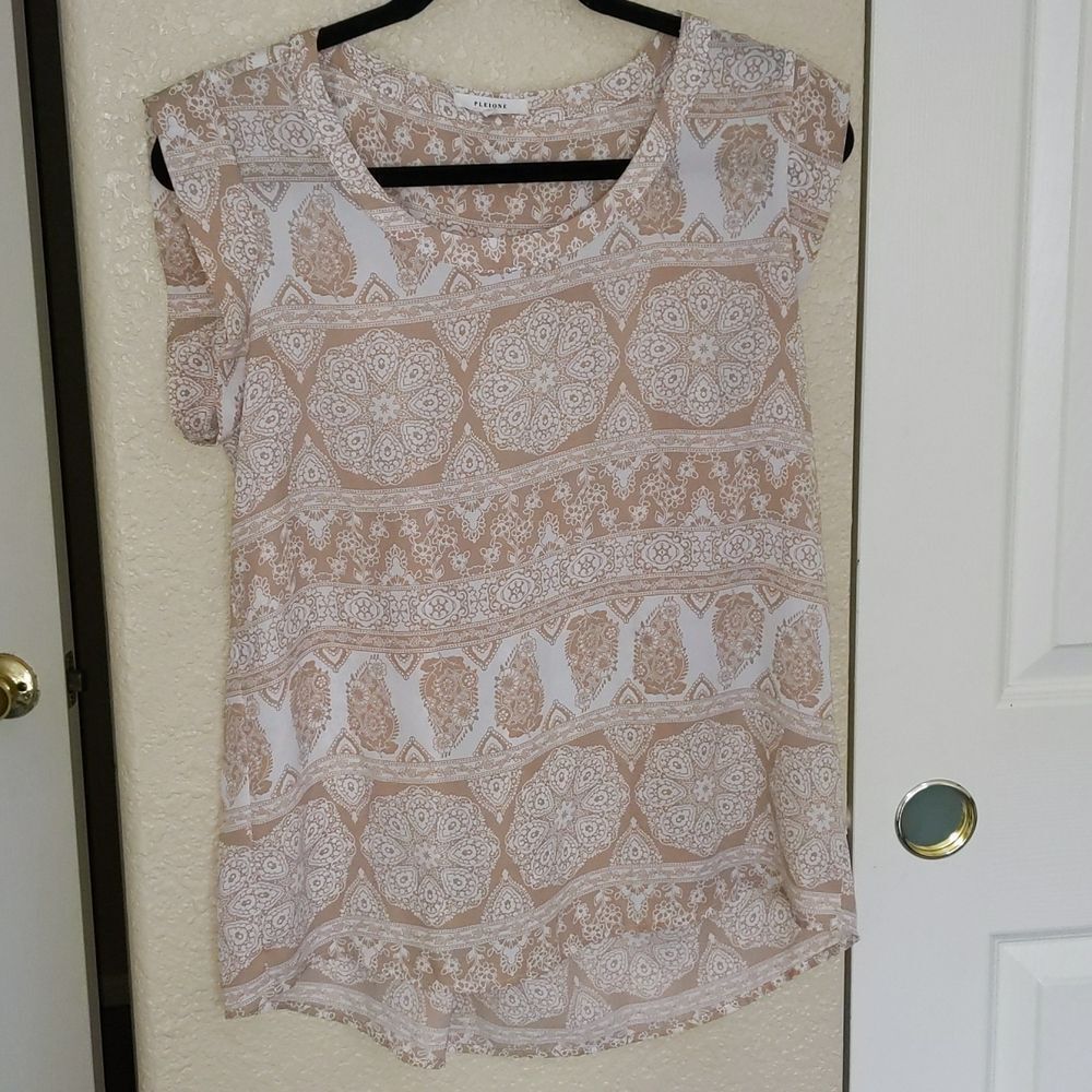 Pleione Anthropologie Women's Paisley Beige Blouse S